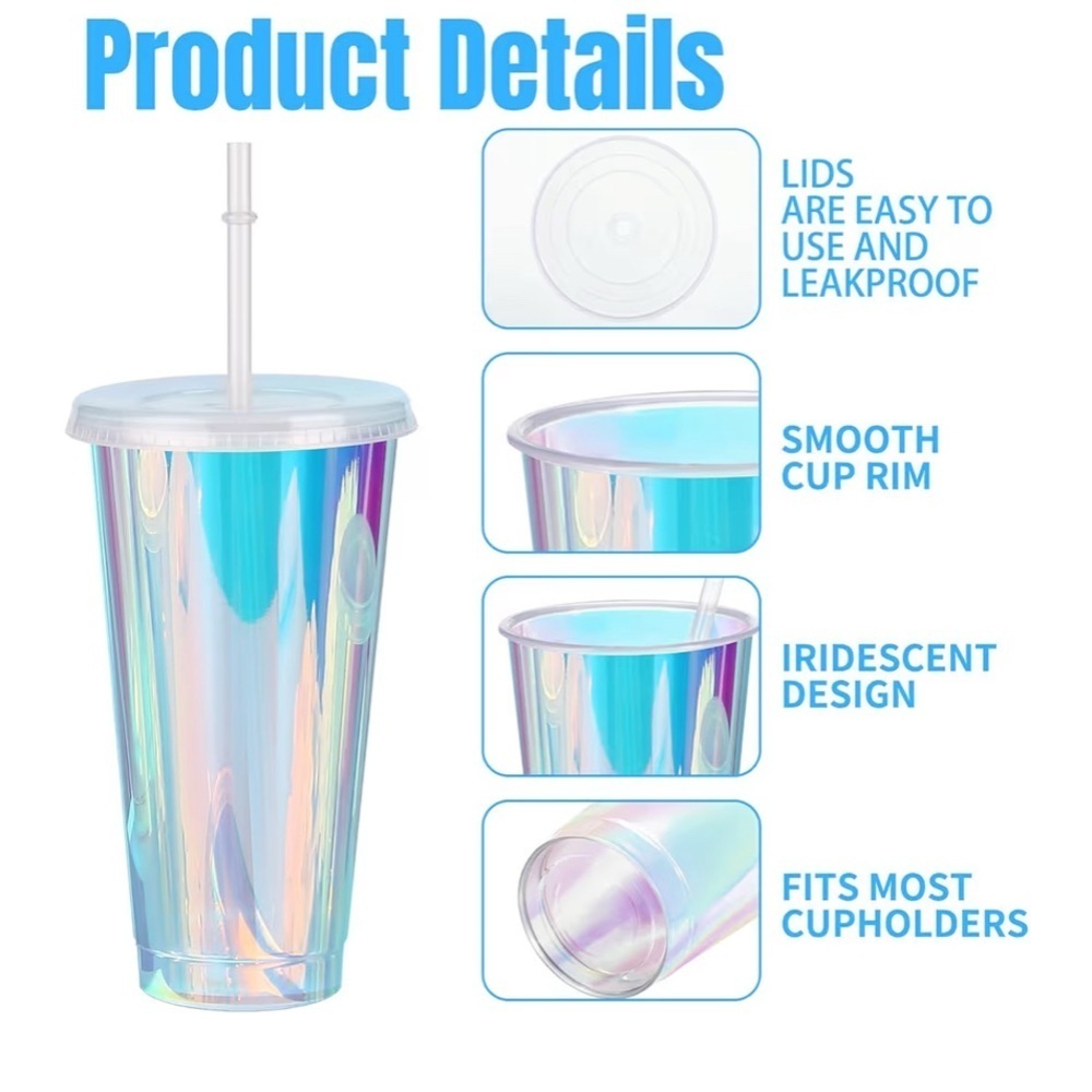 NEW 6 pack - Iridescent Tumbler with Lids and straws
